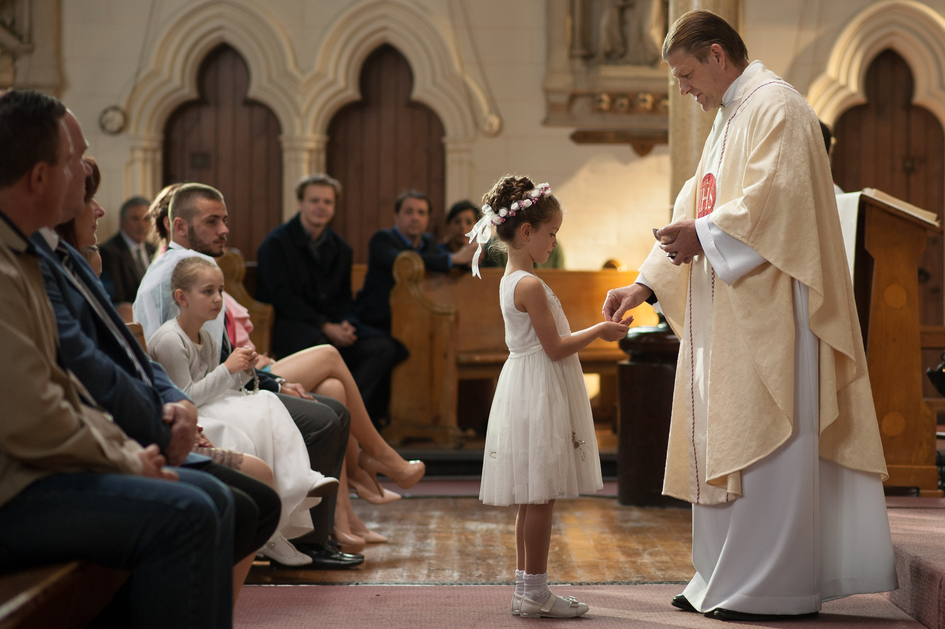The First Communion Mass involved over 200 extras, including 40 children.