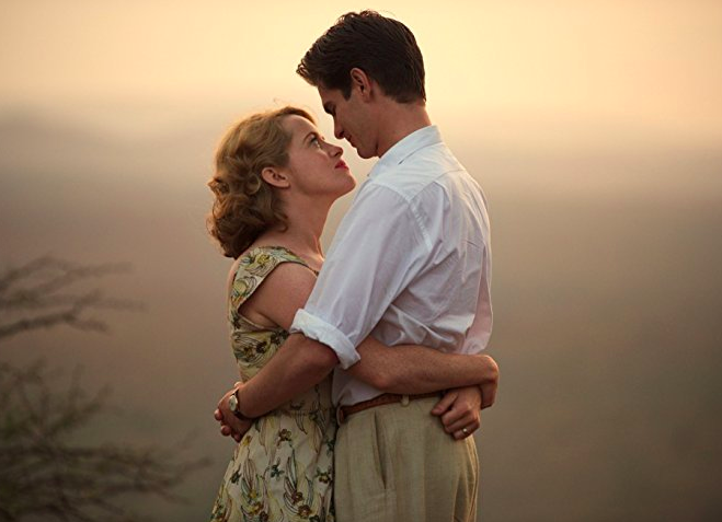 Claire Foy and Andrew Garfield in "Breathe" (image via IMDb) 