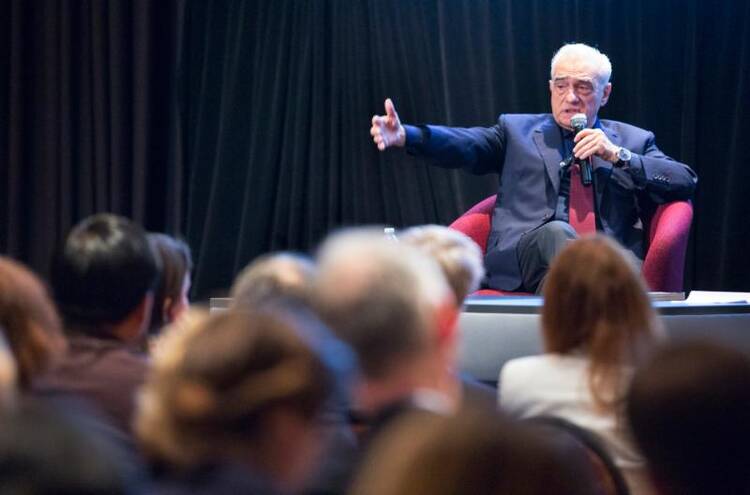 Film director Martin Scorsese speaks to an audience at the Catholic Media Conference in Quebec City on June 21 following a screening of his new movie "Silence." (CNS photo/Chaz Muth) 