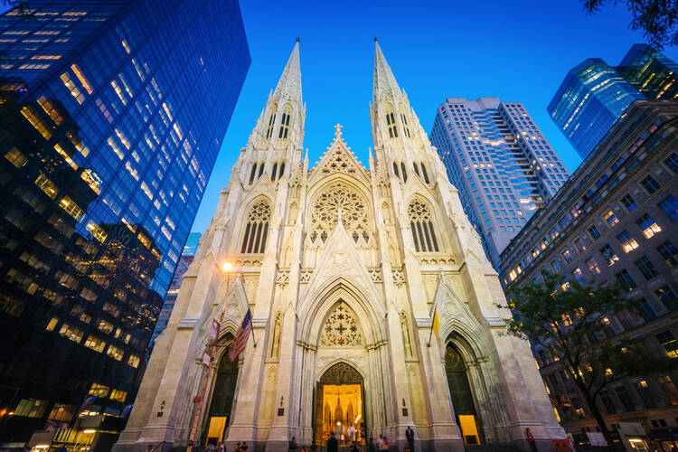 The facade of St. Patrick’s Cathedral in New York City 